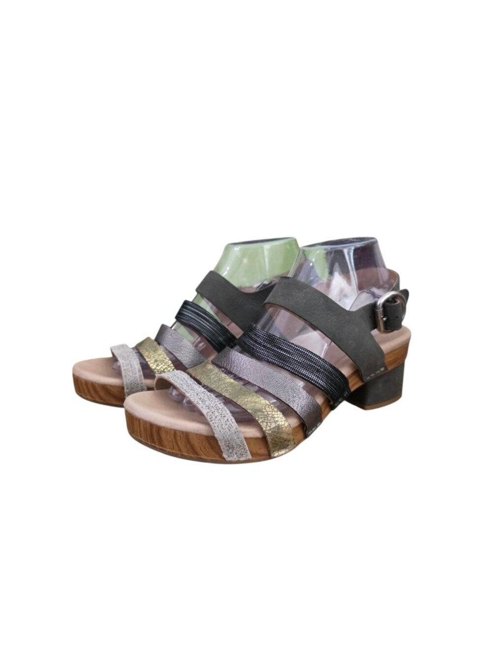 Dansko Maribeth Metallic Slingback Leather Clog Comfort Sandals 39 9 Worn Once